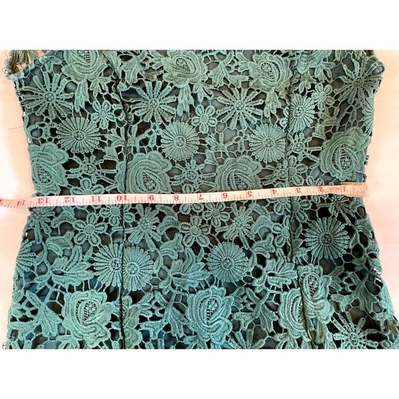 Lulus Womens Backless Lace Sheath Dress Short Sleeves Back Zip Green Size Small - Picture 8 of 11